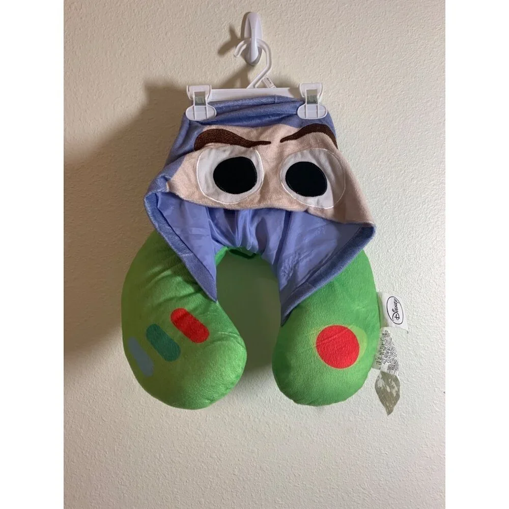 Disney Toy Story Buzz Lightyear Neck Pillow with Hoodie Green Travel AC2